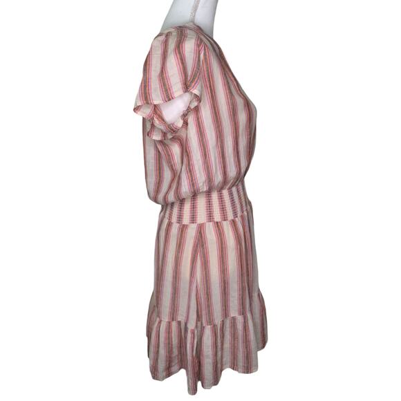 Rails Augustine Camino Stripe Cream Orange Purple Linen Blend Blouson Mini Dress - Picture 8 of 12